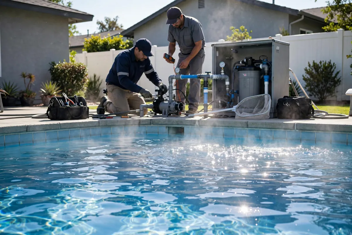 Pool water evaporating under Florida sun