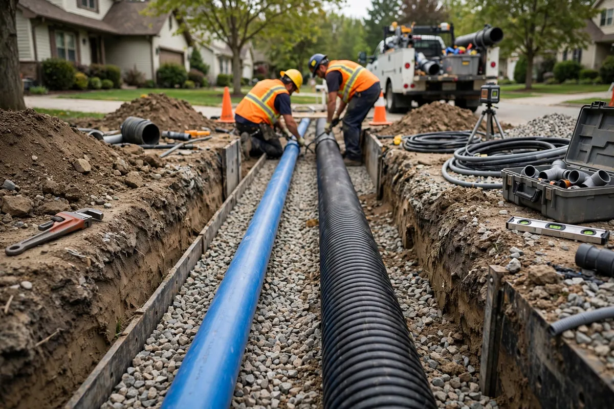 Water line versus sewer line comparison