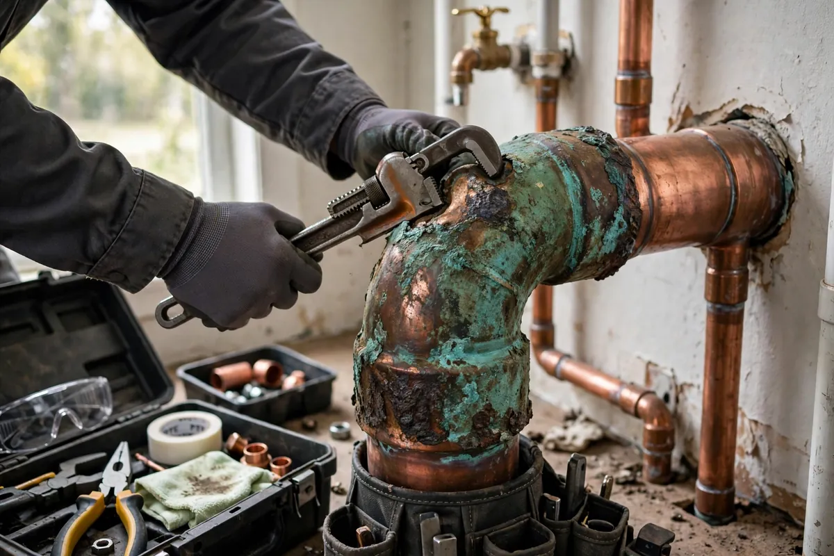 Corroded copper pipe causing slab leaks